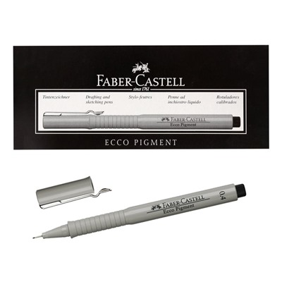 Ручка капиллярная для черчения и рисования Faber-Castell линер Ecco Pigment 0.4 мм, пигментная, чёрная, 166499 (за 10 шт.)