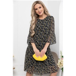 Платье &quot;Кэролайн&quot; (блэк/желтые цветы) П5918