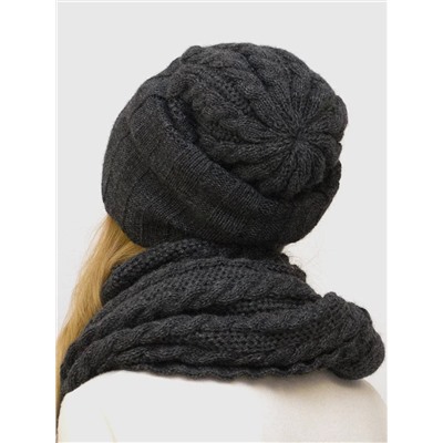 Комплект зимний женский шапка+снуд Марта (Цвет темно-серый), размер 56-58, шерсть 30%