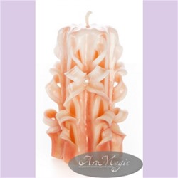 Свеча-резная ручной работы LACE CORAL-S (кружева коралл), h 9 см TM Aromatte