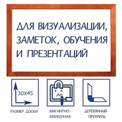 Доска магнитно-маркерная а3, 30х45 см, calligrata, в деревянной рамке (морилка темная) Calligrata