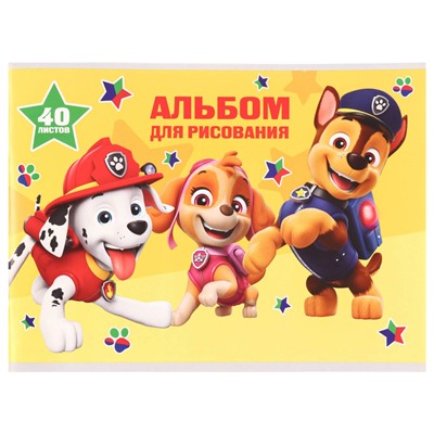 Альбом для рисования на скрепке, А4, 40 листов, Paw Patrol