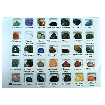Коллекция минералов 35 самоцветов, 300г (19-11)