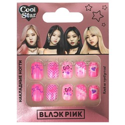 Косметика для девочек. Накладные ногти, Black pink Cool Star