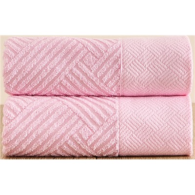 Комплект махровых полотенец 50х90 (2 шт.) ТМ FLOOX бордюр &quot;Венера&quot;, розовый
