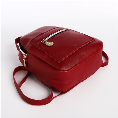 Мини-рюкзак женский из искусственной кожи на молнии, 1 карман, цвет бордовый No brand