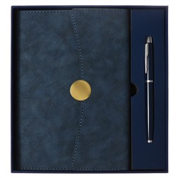 Органайзер на кольцах а6+, 80 листов, кожзам, c клапаном, линия, с ручкой, в подарочной коробке, синий Calligrata