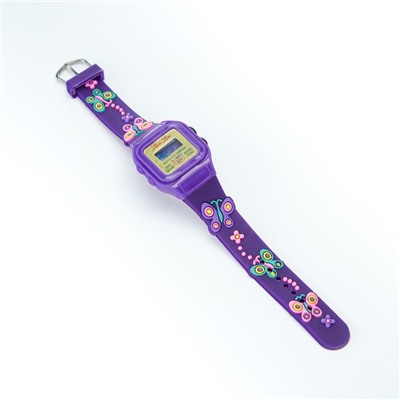 Часы наручные электронные детские "Бабочки", d-3 см, длина 20 см