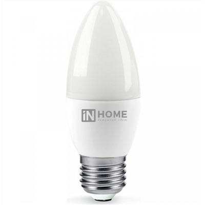 Лампа светодиодная Е27  8W холодный свет 6500K свеча In Home /540917/