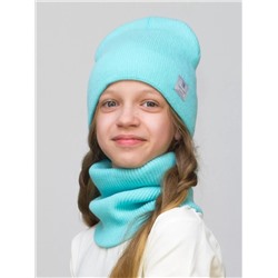 Комплект зимний для девочки шапка+снуд Милана (Цвет мятный), размер 52-54