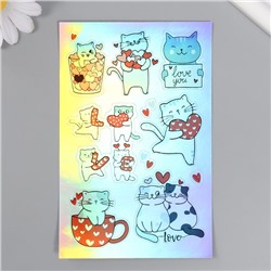 Голографические наклейки (стикеры) "Коты" 10х15 см, 5-202
