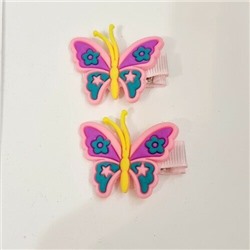 Набор заколка зажим детская "Бабочка" 2 шт, цвет: розовый, арт. 061.466