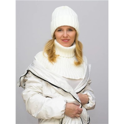 Комплект зимний женский шапка+снуд Blanco (Цвет молочный), размер 56-58; 58-60, шерсть 30%