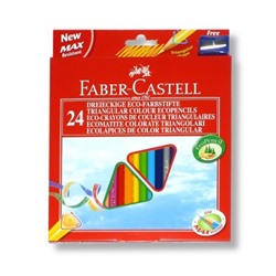 Карандаши цветные 24 шт., деревянные, трехгранные, с точилкой, Faber-Castell (в к/к)