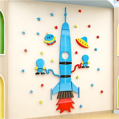 Наклейки интерьерные "Ракета", детские, декор на стену, панно 180 х 148 см