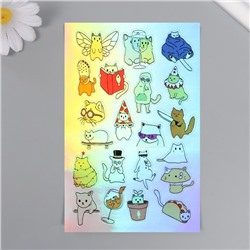 Голографические наклейки (стикеры) "Коты" 10х15 см, 5-204