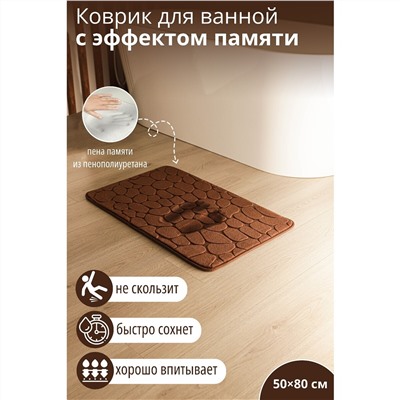 Коврик для дома с эффектом памяти savanna memory foam, 50×80 см, цвет коричневый SAVANNA