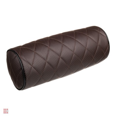 Подушка-валик на подголовник, искусственная кожа, 30х14 см, коричневый