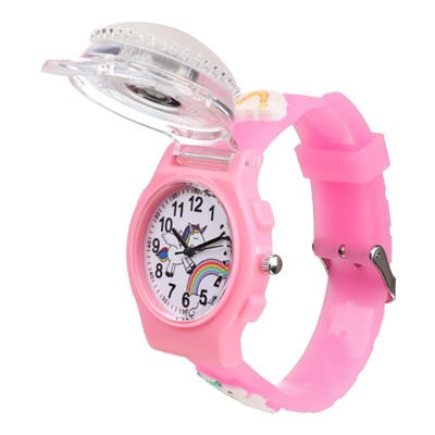 Часы наручные детские, "Единорог", d-3,5 см, ремешок силикон l-21,5 см, с подсветкой