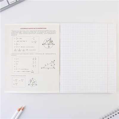 Тетрадь предметная 48 листов, А5, ИСТОРИЧЕСКИЕ ЛИЧНОСТИ, со справочными материалами «1 сентября: Геометрия», обложка мелованный картон 230 гр., внутренний блок в клетку 80 гр., белизна 96%,блок №1.