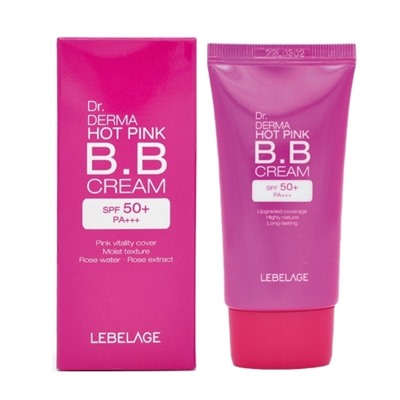 Lebelage BB-крем увлажняющий с экстрактом розы / Dr. Derma Hot Pink BB Cream Spf 50+ Pa+++, 30 мл