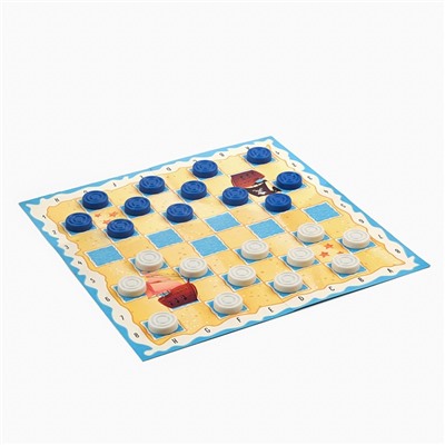 Набор для игры 2 в 1 Шашки + Мельница "Морские", 32 х 32 см, шашки белые и синие