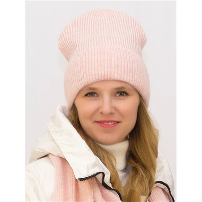 Комплект зимний женский шапка+шарф Ника (Цвет светло-розовый), размер 56-58, шерсть 30%