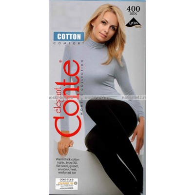 Колготки Conte Cotton 400 хлопок черные