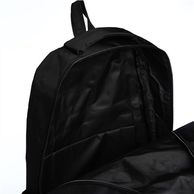 Рюкзак молодежный из текстиля, 2 отдела на молнии, 4 кармана, цвет черный/оранжевый No brand