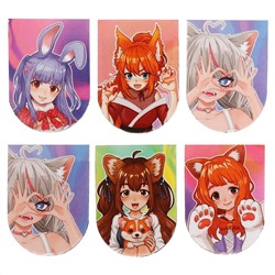 Магнитные закладки 6 штук neko girl's Calligrata