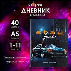 Дневник универсальный для 1-11 классов, "Тачка Stay Fast", твердая обложка 7БЦ, глянцевая ламинация, 40 листов