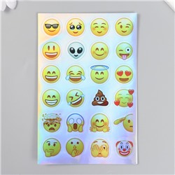 Голографические наклейки (стикеры) "Смайлики" 10х15 см, 5-227