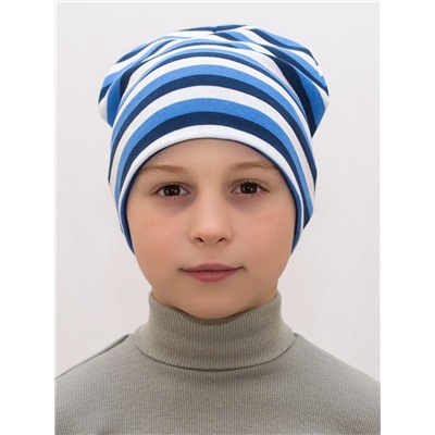 Шапка для мальчика Полоса синяя, размер 50-52, 54-56,  хлопок 95%