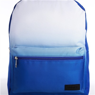 Рюкзак школьный текстильный с белым градиентом, 38х29х11 см, цвет синий, отдел на молнии NAZAMOK