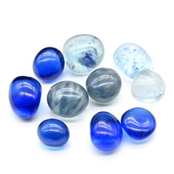 Искуственный камень галтовка цв. синий микс, фракция 15-25мм, упаковка 200г