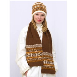 Комплект зимний женский шапка+шарф Адилин (Цвет темно-коричневый), размер 54-56, шерсть 50%, мохер 30%