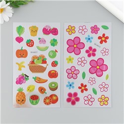 Наклейка пластик "Цветы/Овощи и фрукты" МИКС 9,5х17,5 см