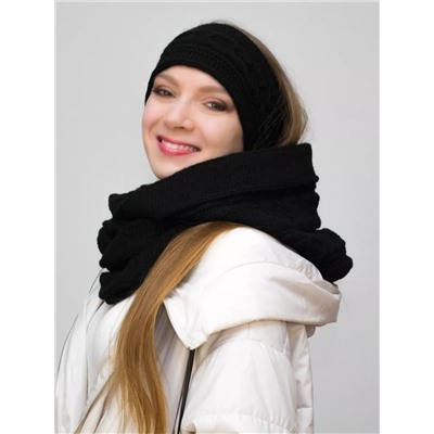 Комплект женский повязка+капор Маргарита (Цвет черный), размер 54-58, шерсть 30%