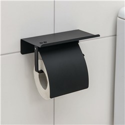 Держатель для туалетной бумаги с полочкой, 18×10,3×14 см, цвет черный No brand
