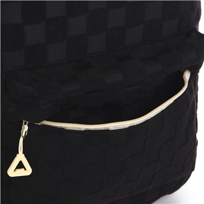 Рюкзак школьный, набор 2 в 1,+ пенал в клетку, 40х28х13 см, цвет черный NAZAMOK