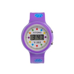 Часы наручные электронные, детские "Горошина", ремешок силикон,  l-22 см, фиолетовые