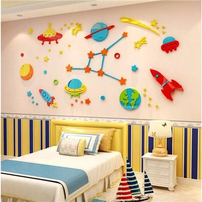 Наклейки интерьерные "Космический мир", детские, декор на стену, панно 92 х 180 см