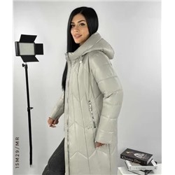 Пальто Size Plus 9255 стеганое с капюшоном кремовая 02.24 M29