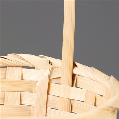 Корзина плетеная бамбук, d19хh9/32 см, натуральный No brand