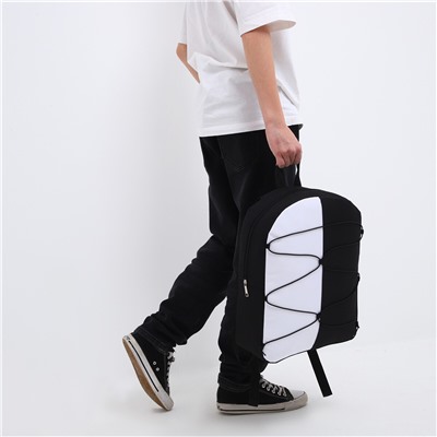 Рюкзак школьный текстильный со шнуровкой, 38х29х11 см, черно-белый NAZAMOK