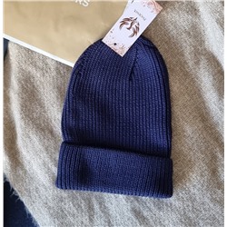 Вязаная женская шапка бини "Луковка", цвет синий, арт.47.0525