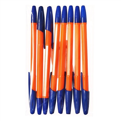 Набор ручек шариковых 8 штук lancer office style 820, узел 1.0 мм, синие чернила на масляной основе, корпус оранжевый LANCER