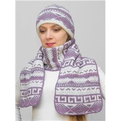 Комплект зимний женский шапка+шарф Зима (Цвет светло-сиреневый), размер 56-58, шерсть 30%, мохер 50%