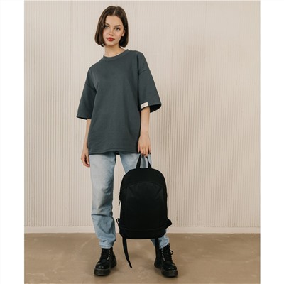 Рюкзак школьный текстильный 46х30х10 см, вертикальный карман, цвет черный NAZAMOK