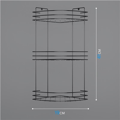 Полка для ванной угловая 3-х ярусная, 19×19×41 см, цвет хром No brand
